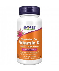 Витамин D NOW Foods Vitamin D 1000 IU Dry 120 Veg Caps