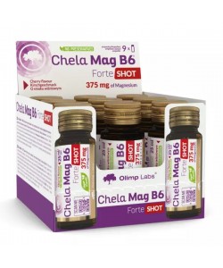Витаминно-минеральный комплекс для спорта Olimp Nutrition Chela-Mag B6 Forte Shot БЛОК СТЕКЛО 9 х 25 ml Cherry