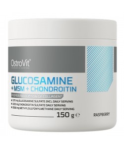 Хондропротектор (для спорта) OstroVit Glucosamine+MSM+Chondroitin Powder 150 g /60 servings/ Raspberry