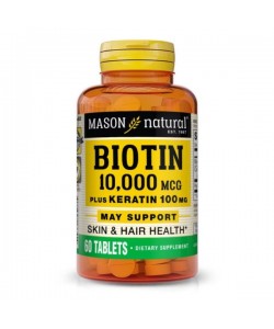 Биотин Mason Natural Biotin 10,000 mcg Plus Keratin 100 mg 60 Tabs