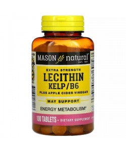 Лецитин Mason Natural Lecithin With Kelp/Vitamin B 6 Plus Cider Vinegar Extra Strength 100 Tabs
