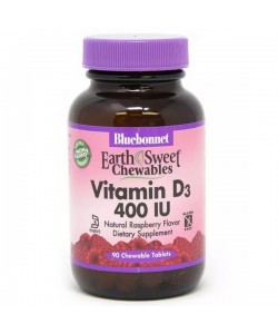Витамин D Bluebonnet Nutrition Earth Sweet Chewables Vitamin D3 400 IU 90 Chewable Tabs Raspberry
