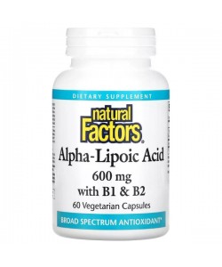 Альфа-липоевая кислота Natural Factors Alpha-Lipoic Acid with B1 & B2 600 mg 60 Veg Caps