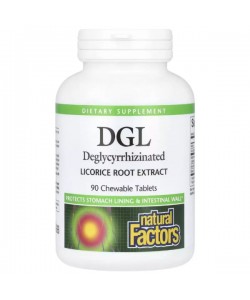 Корень солодки Natural Factors DGL Deglycyrrhizinated Licorice Root Extract 90 Chewable Tabs