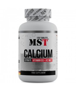 Витаминно-минеральный комплекс для спорта MST Nutrition Calcium Citrate + Vitamin D3 + K2 MK7 120 Tabs