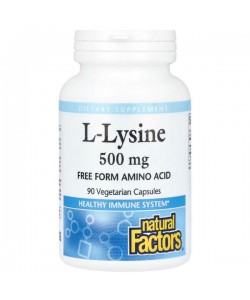 Лизин Natural Factors L-Lysine 500 mg 90 Veg Caps