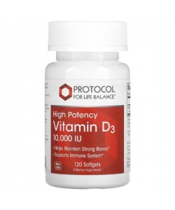 Витамин D Protocol for Life Balance Vitamin D3 High Potency 10000 IU 120 Softgels