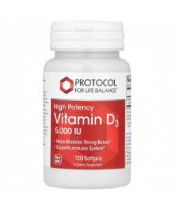 Витамин D Protocol for Life Balance Vitamin D3 High Potency 5000 IU 120 Softgels
