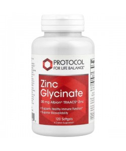 Микроэлемент Цинк Protocol for Life Balance Zinc Glycinate 30 mg 120 Softgels