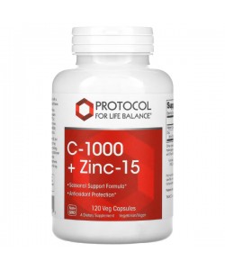 Витамин C Protocol for Life Balance C-1000+Zinc-15 120 Veg Caps