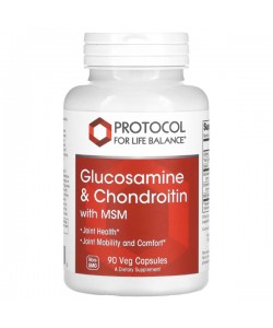Препарат для суставов и связок Protocol for Life Balance Glucosamine & Chondroitin with MSM 90 Veg Caps