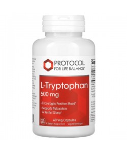 Триптофан Protocol for Life Balance L-Tryptophan 500 mg 60 Veg Caps