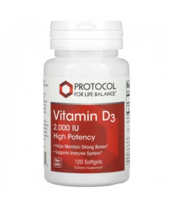 Витамин D Protocol for Life Balance Vitamin D-3 2000 IU 120 Softgels