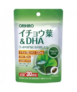 Комплекс для профилактики работы головного мозга Orihiro Ginkgo Leaf + DHA + Gaba 60 Tabs