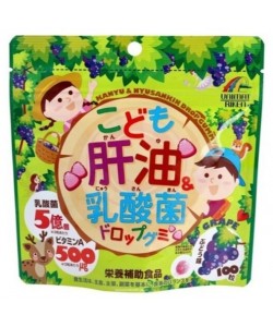 Комплекс для профилактики пищеварения у детей Unimat Riken Kodomo Kanyu + LactoBacillus 100 Gummies Grape