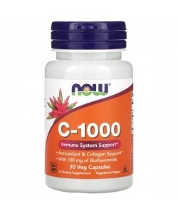 Витамин C NOW Foods Vitamin C-1000 30 Veg Caps