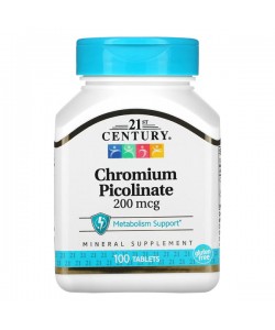 Микроэлемент Хром 21st Century Chromium Picolinate 200 mcg 100 Tabs