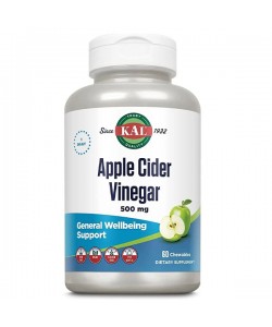 Яблочный уксус KAL Apple Cider Vinegar 500 mg 60 Chewables Apple
