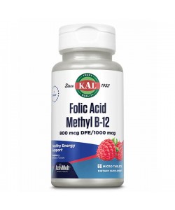 Фолиевая кислота KAL Folic Acid Methyl B-12 60 Micro Tablets Raspberry