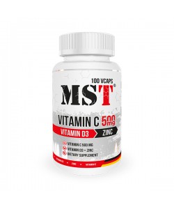 Витаминно-минеральный комплекс для спорта MST Nutrition Vitamin C 500 + D3 2000 IU + Zink 100 Veg Caps