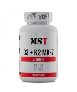 Витамин D3+K2 для спорта MST Nutrition Vitamin D3 + K2 MK7 60 Softgels