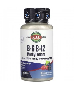 В комплекс KAL B6 B12 Methyl Folate 60 Micro Tablets Mixed Berry