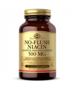 Ниацин Solgar No-Flush Niacin (Vitamin B3) (Inositol Hexanicotinate) 500 mg 100 Veg Caps