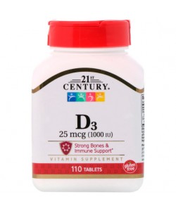 Витамин D 21st Century Vitamin D3 High Potency 1000 IU 110 Tabs