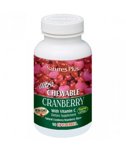Клюква Nature's Plus Ultra Chewable Cranberry 90 Chewable Tabs Cranberry-Strawberry flavor