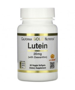 Лютеин California Gold Nutrition Lutein with Zeaxanthin 20 mg 60 Veg Softgels CGN-01408