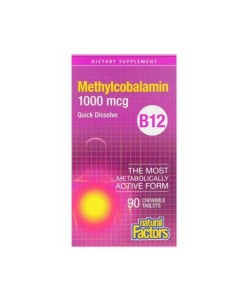 Витамин Б12 Natural Factors B12 Methylcobalamin 1000 mcg 90 Chewable Tabs