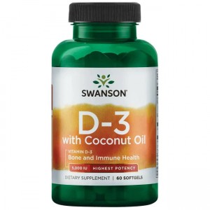 Витамин D Swanson Vitamin D3 5000 IU with Coconut Oil 60 Caps