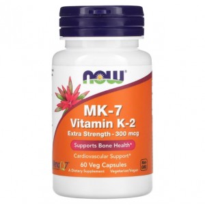 Витамин K NOW Foods Vitamin K-2 (MK7) 300 mcg Extra Strength 60 Veg Caps