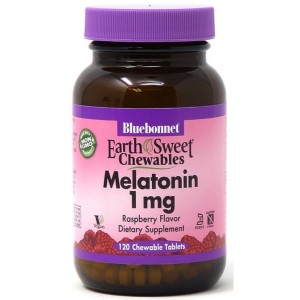 Мелатонин для сна Bluebonnet Nutrition Earth Sweet Chewables Melatonin 1 mg 120 Chewable Tabs Raspberry