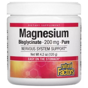 Микроэлемент Магний Natural Factors Magnesium Bisglycinate 200 mg 120 g /50 servings/ Pure