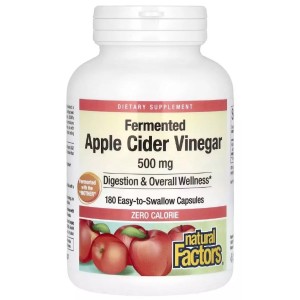 Яблочный уксус Natural Factors Fermented Apple Cider Vinegar 500 mg 180 Caps
