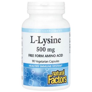 Лизин Natural Factors L-Lysine 500 mg 90 Veg Caps