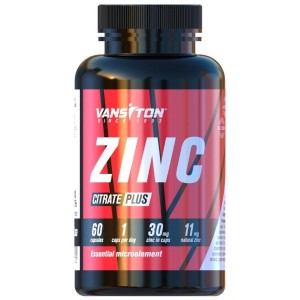 Микроэлемент Цинк для спорта Vansiton Zinc Citrate Plus 60 Caps