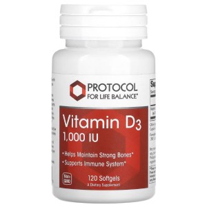 Витамин D Protocol for Life Balance Vitamin D-3 1000 IU 120 Softgels