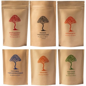 Грибной комплекс Дедушка Мухомор Набор “Супер человек” (5 видов грибов + Сбор трав "Детокс") 60 + 60 + 60 + 60 + 60 + 60 капс