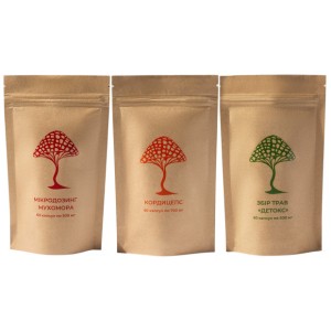 Грибной комплекс Дедушка Мухомор Набор “Фитнес” (2 вида грибов + Сбор трав "Детокс") 60 + 60 + 60 капсул