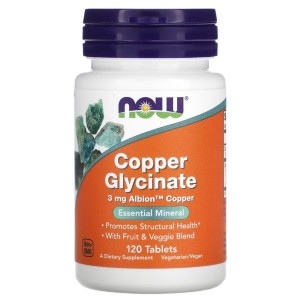 Микроэлемент Медь NOW Foods Copper Glycinate 3 mg 120 Tabs
