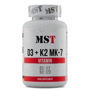 Витамин D3+K2 для спорта MST Nutrition Vitamin D3 + K2 MK7 60 Softgels
