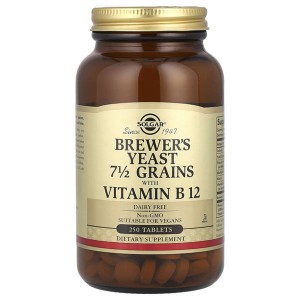 Пивные дрожжи Solgar Brewer's Yeast, 7 1/2 Grains with Vitamin B12 250 Tabs