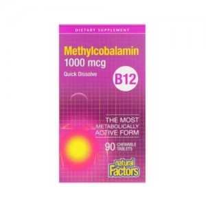 Витамин Б12 Natural Factors B12 Methylcobalamin 1000 mcg 90 Chewable Tabs