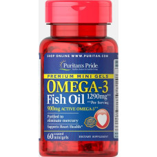 Омега 3 Puritan's Pride Omega-3 Fish Oil 1290 mg (900 mg active Omega-3) 60 Mini Gels