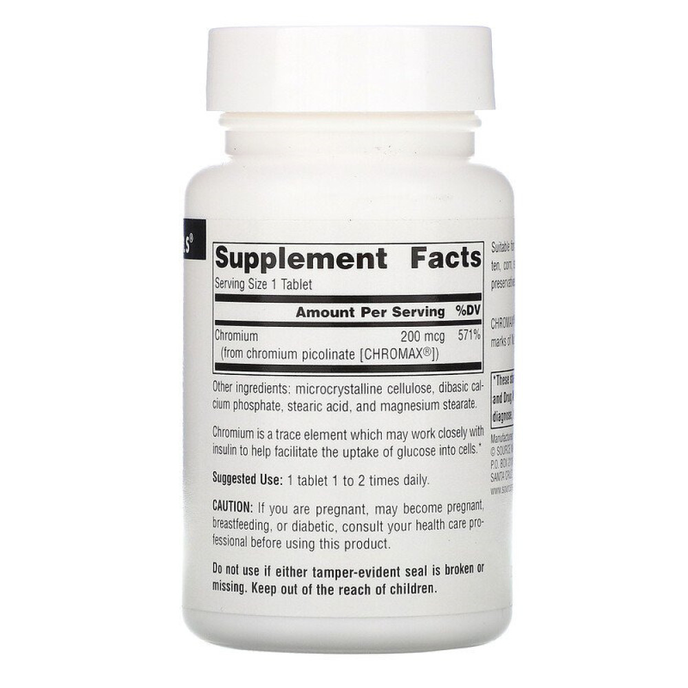 Мікроелемент Хром Source Naturals Chromemate Chromium GTF Yeast-Free 200 mcg 240 Tabs