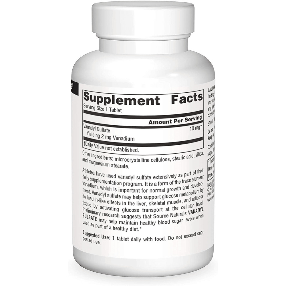 Мікроелемент Ванаділ Source Naturals Vanadyl Sulfate 10 mg 100 Tabs