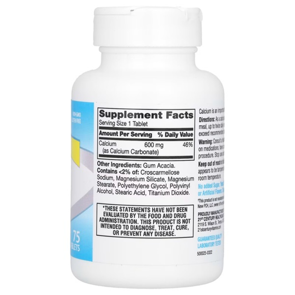 Мікроелемент Кальцій 21st Century Calcium Supplement 600 75 Tabs