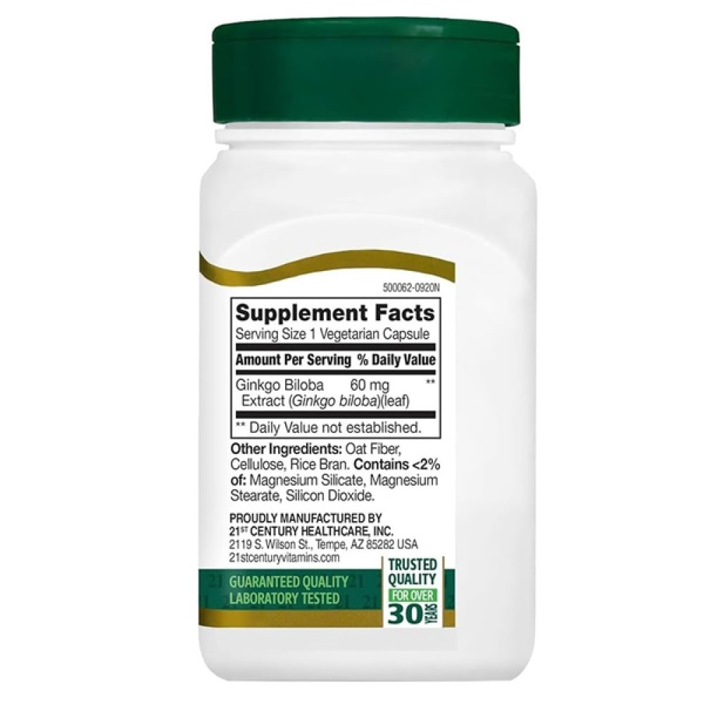 Гінкго Білоба 21st Century Ginkgo Biloba Extract Standardized 60 Veg Caps CEN-21249